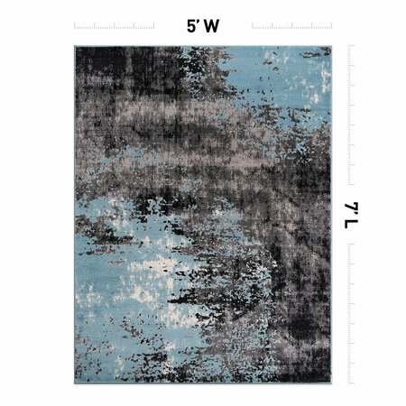 World Rug Gallery Contemporary Abstract Splash Non Shedding Soft Area Rug 5' x 7' Blue 391BLUE5x7